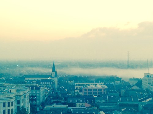 Fog coming in off the river. 